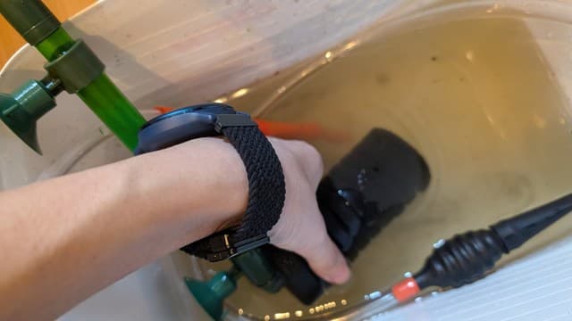 スポンジフィルターは軽く絞るだけ